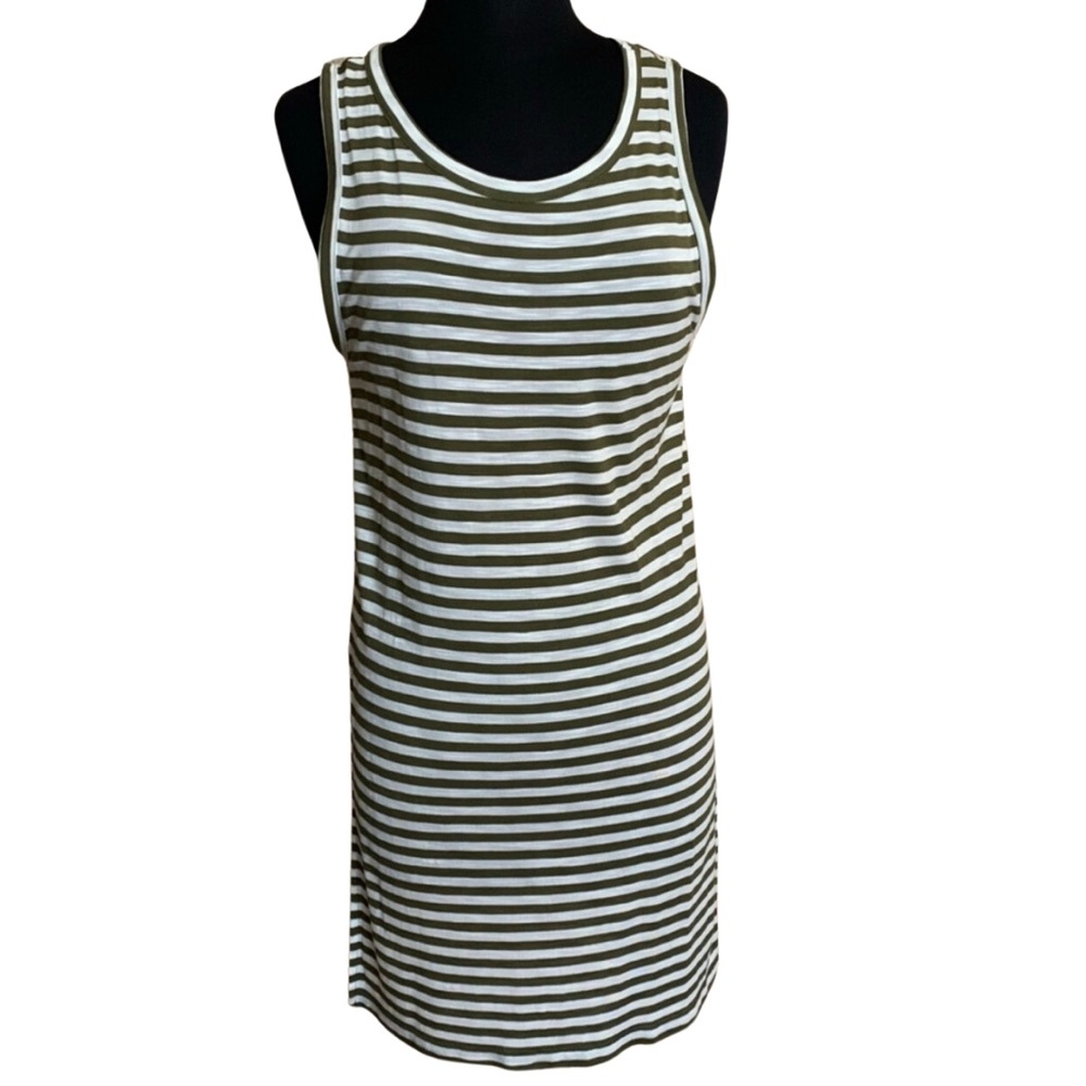 BANANA REPUBLIC Striped Swim Coverup Large Olive White